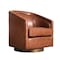 Flash Furniture Dean Club Style Commercial Barrel Accent Armchair Metal Base, Brown LeatherSoft Upholstery BS-AC22-064-BRNPU-GG - alternate 3